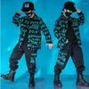 Stadiumkleding Kinderen Prestaties Hip Hop Outfits Letters Print Jas Top Jas Tactische Cargo Broek Danskleding Jongens Jazz Straat