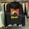 デザイナーRHUDEメンズパーカーレタープリント長袖Y2Kフーディーラグジュアリーグラフィックパーカーセーターヒップホップルーズスウェットシャツ米国サイズ