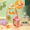 Water Bottles 700Ml Bottle Cute Square Flat With Straw And Strap Summer Sippy Plastic Cup Leak Proof Large Capacit