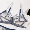 BH's Sets Ellolace Bloemen erotische lingerie Fantasie ondergoed Sexy kant transparant borduurwerk Push-up Luxe intiem