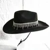 Berets Rhinestone Tassel Cowboy Hat Bachelorette Party Bride Cowgirl Bridal