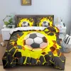 Set Football Däcke Cover Set 3D Print med Blue Crack Cool Sport Comporter Cover King Size for Kids Boys Girl Polyester Bedding Set