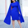 D468 Moda ve OL Uzun Kollu Pileli Sarılı Kalça Zarif Elbise