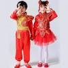 Stage Wear Style Oriental Garçon Fille Année chinoise Vêtements Enfants Costumes de danse folklorique rouge traditionnelle Fête Festival Hanfu