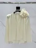 Light luxury flower double-sided acetate satin shirt elegant and elegant style