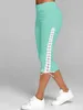 Women's Leggings Lace Up Capri Plus Size Casual High Waist Women Side Bandage Mid-Calf Bottoms Trouser Solid Black