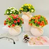 Dekorative Blumen, simulierte Topfpflanze, lebendige kleine wilde Chrysantheme, Bonsai, realistische Heimdekoration, lichtecht, gefälscht