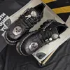 Botas Moda para hombre Cuero genuino Plataforma de motocicleta Cráneo gótico Punk Tobillo unisex Botas militares metálicas48