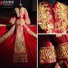 Etniska kläder lyxiga högkvalitativa paljetter Pärlor broderi par bröllopsdräkt förfinad bankett aftonklänning elegant brud cheongsam
