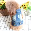 Vêtements pour chiens Classique Double Trou Design Jean Veste Bleu Vintage Lavé Gilet Denim Manteau Pour Petits Chiens Moyens Chihuahua Yorkie Vêtements