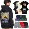 Hoodie Designer T shirts Mens Shorts Women Graphic Hoodies Tees Pattern Tops Short Sleeve Tshirt Hip Hop Letter Graffiti Print Loose Sweatshirts Rhude Short Pants