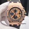 Montre-bracelet Montre Tourbillon Montre-bracelet AP Royal Oak Offshore Series Acier de précision Or rose 18 carats Machines automatiques 42 mm Affichage de la date Fonction de synchronisation