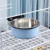 Feeding Pet Hanging Stationary Dog Cage Bowl Cat Stainless Steel Durable Crate Animal Drinker Food Water Feeder Puppy Feeding Dishes