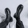 Stivali stile inglese uomo per il tempo libero moto nero tendenza scarpe con plateau stivali da cowboy originali in pelle primavera autunno caviglia Botas uomo