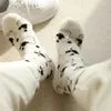 Vrouwen Sokken Leuke Harige Nertsen Fluweel Zoete Cartoon Imitatie Koe Spot Sok Winter Warm Pluche Thuis Vloer Slaapkleding Kous