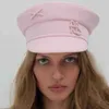 Cappello da ragazzo rosa kaki Autunno Inverno Baker Boy Designer Donna Donna Design di lusso Marchio Cappello ottagonale Lettera Militare Classico versatile