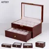 Drewniane pudełko brązowe jasne farbę do pieczenia 6 10 12 gniazda na wyświetlacz pudełko zegarkowe luksusowe pudełko zegarkowe pudełko do przechowywania pudełko organizator