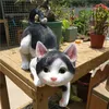 Other Home Decor Resin Crafts Artificial Animal Sculpture Black and White Cats Kitten Garden Cute Cat Outdoor Ornaments Decorative Figurines Q240229