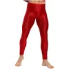 Kläder Mens Glossy Solid Color Leggings Elastic Waistband Skinny Pants For Gym Workout Fitness Yoga Övning Körning Simning