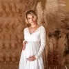 Kleider Elegantes Umstandskleid aus weißer Spitze, sexy Schwangerschafts-Fotoshooting, Maxikleid für Babyparty, Schwangerschaft, Party, Hochzeit, Fotografie-Requisite