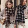 Fashion diamond female Versatile classic shawl thickened warm fringe neck winter woman wool spinning scarf ladies checks kerchief 60x180cm 23M41