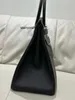 Totes Sac à Main en Cuir Véritable L Chous Sac Assorti Hac 40cm Style Rock Show Noir Argent avec Chaîne Argent