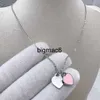 Collares colgantes Diseñador original de lujo mujer niña rosa verde doble corazón gargantilla tiffaonyismo collar elegante mujer niña amor 18k plata grabado colgante bonito