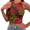 Kvinnors tankar Polynesiska tribal Pohnpei Totem Tatuering trycker Lady Soft Polyester Skinny Tank Top Sexig svart vit Crop Casual Wear