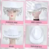 Bérets Cosplay Cowboy chapeau pour femme WesternStyle haut foulard écharpe coeur lunettes de soleil Bachelorette fête accessoire de Costume