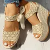 Sandalen Comem Peep Toe Wedges Platform Elegant Casual Vrouw Enkelbandje Dames Schoenen Vrouwelijke Pompen Vrouwen Zomer 2024 Lace Up 41