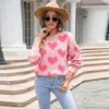 Women's Sweaters YEMOGGY Fashion Heart Love Knit Pullover Sweater Winter 2024 Casual Loose Full Sleeve Warm Thick