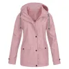 Куртки женские, однотонная дождевик, уличная куртка больших размеров, водонепроницаемый плащ с капюшоном, ветрозащитная, новая теплая куртка, ветрозащитная уличная