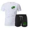 2024 Nya herrvarumärke tryckt sportkläder Fashion Men's Sportwear Kort ärm T-shirt Shorts Street Beach Fitness Sportkläder 2-stycken herrkläder