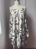 Casual Kleider Frauen Print Slash Neck Midi Kleid Lose Fit Flare Volle Hülse Röcke Elegante Elastische Splice Herbst 2024