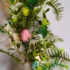 Decorative Flowers Easter Tinsel Garland Hanging With Egg Green Leaves Swag Metallic