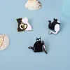 Cartoon Black White Cat Series Couple Brooches, Punk Style Animal Badges, Accessories, Clothes, Bags, and Buttons