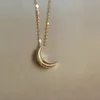 S925 Sterling Silver Plated 14k Gold Necklace Light Plate Small Moon Elegant Entry Lux All-Match K Gold Pendant Necklace 240220