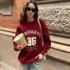 Women's Hoodies Patch Embroidered American Round Neck Pullover Sweater Spring And Autumn Loose Off-shoulder Long-sleeved Top