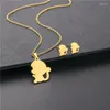 Colar brincos conjunto 1 cor de ouro aço inoxidável bonito macaco encantos animal mulheres meninas crianças presente aniversário