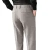 Calças de inverno cinza de lã calças de negócios de moda masculina cáqui magro pantalon outono novas calças masculinas