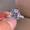 Cluster ringen echte 9K massief goud vrouwen bruiloft verjaardag verlovingsfeest ring kroon 6 7 8 9 10 Ct ronde Moissanite diamant trendy