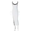 Vestido maxi feminino branco com decote em v sem mangas costura deslizante sexy longo vestido de festa apertado y2k roupas sem mangas vestido de festa 240229
