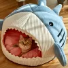 Mats Dog Cat Beds Mats Kennel Warm Winter Semiclosed Medium Small Cat House Dog Cartoon Shark Shape Pet Products Supplies