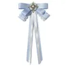 Spille Nastro coreano in pizzo Papillon Strass Spilla di perle di cristallo Spille per donna Elegante cravatta Colletto da sposa Accessori Regali