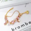 Pulseras de estilo primaveral para mujer, marca de lujo, pulsera de cristal rosa Diy, nuevo regalo de cumpleaños, joyería de amor, Boutique, pulsera con colgante de lazo, joyería de moda al por mayor