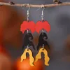 Brincos pendurados bruxa de Halloween para mulheres moda madeira dupla face acessórios de festa joias engraçadas presente