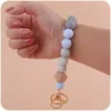 Schlüsselanhänger Mode Frauen Männer Anti-Drop Schlüsselbund Bunte Holz Silikon Perlen Schlüsselring Für Armband Anhänger Schmuck Großhandel