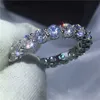 خواتم Choucong Top Belling Never Fave Groupling Jewelry Jewelry Silver Princess Cut White Topaz Promise Wedding Gertal Ring Gift 240229