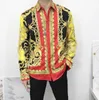 Fashion Mens Barock Floral Royal Shirts Luxury Brand Print Designer Dress Shirts Fancy Slim Casual Club Style Man Bluses