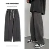 Büyük boy 5xl erkek geniş ayak kot pantolon bahar siyah gri moda bol sokak kıyafetleri pantolon sıradan basit düz denim pantolon 240227